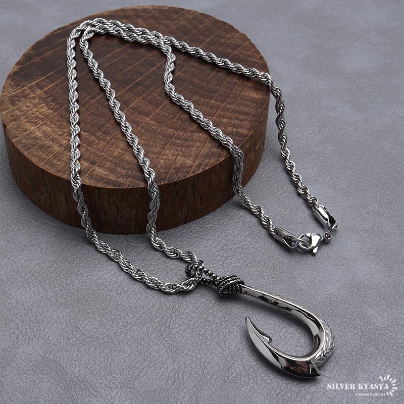 ステンレス フィッシュフックネックレス シルバー 45cm 50cm 60cm