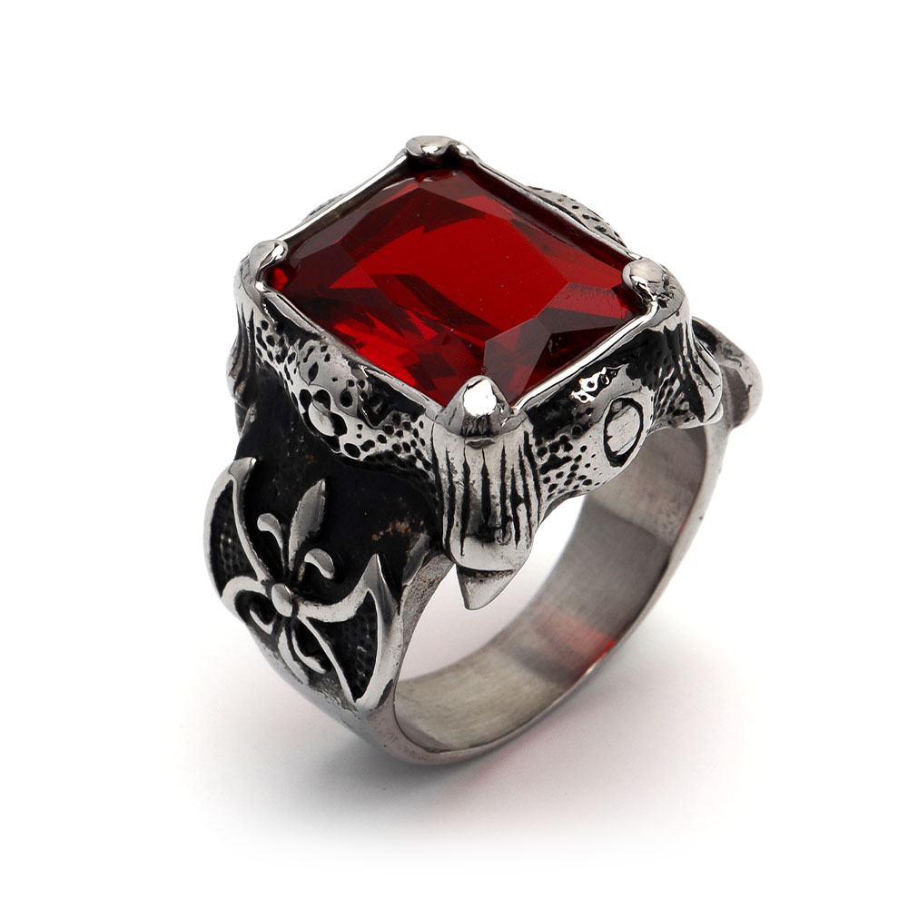 カレッジリング ステンレス CZ メンズ ヴィンテージリング シルバー