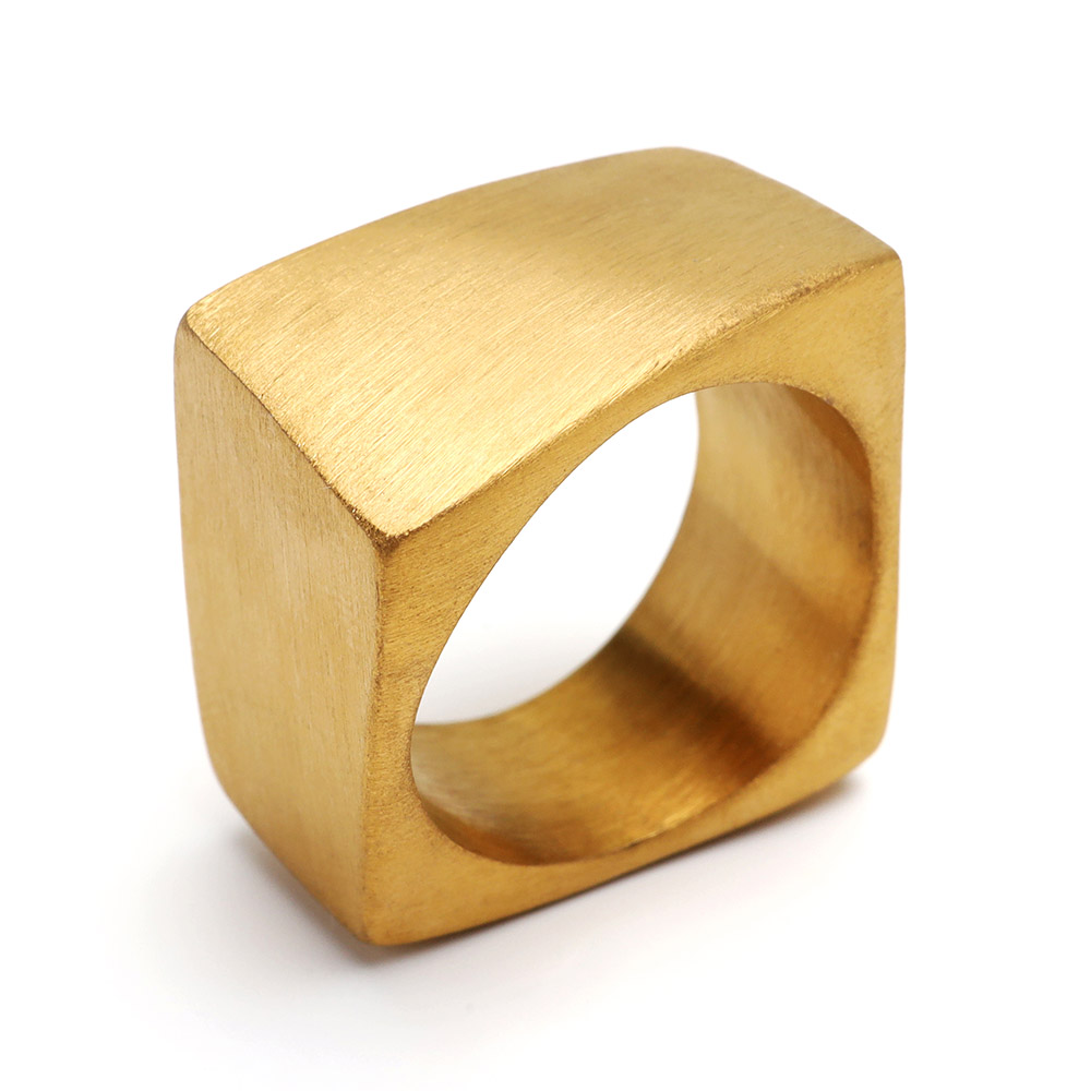 ステンレス ごつめリング スクエアリング 印台リング 艶消しリング