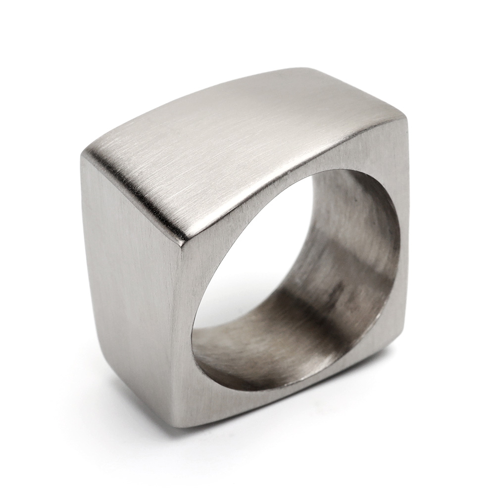 ステンレス ごつめリング スクエアリング 印台リング 艶消しリング