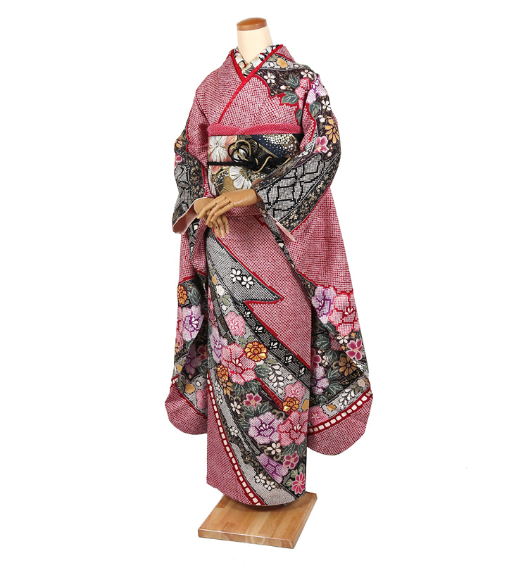 振袖レンタル 成人式 総絞り 赤 絞り 振り袖 フルセット トールサイズ