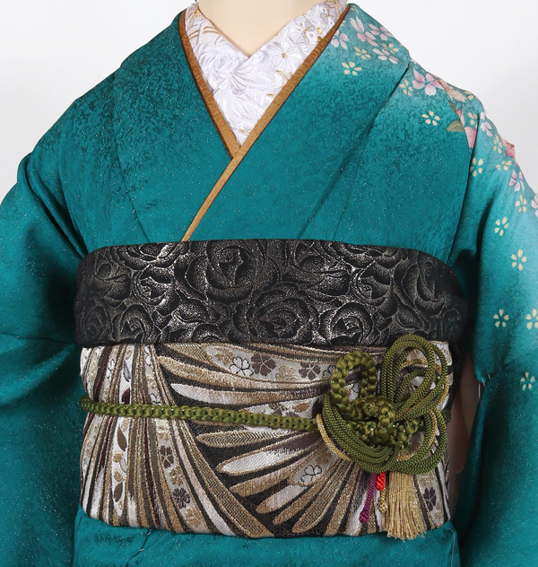 セミオーダー 振袖レンタル 成人式 フルセット 青緑 エメラルド