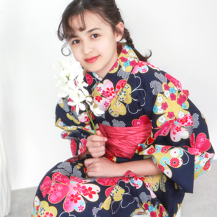 KYOETSU（京越） 浴衣 子供 セット 女の子 【 浴衣2点セットレトロ B