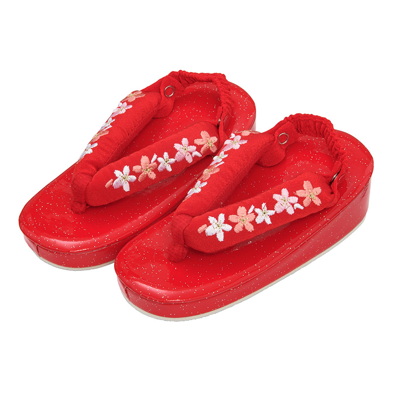 七五三 草履 3歳 5歳 17.5cm 桜刺繍 ころバンド付き かかとゴム
