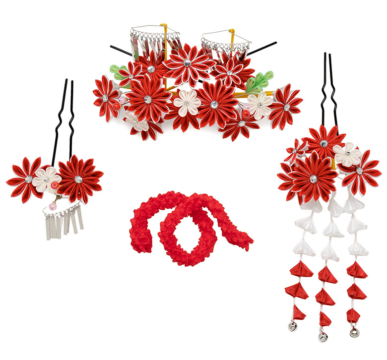 七五三 髪飾り 勝山セット かんざし・ちんころ 4点セット つまみ