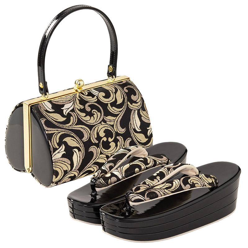 今だけポイント5倍】草履バッグセット 厚底草履 あしなが効果 エナメル