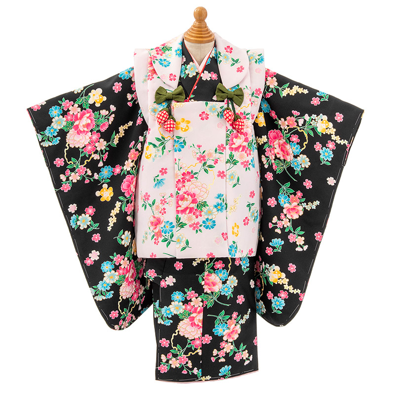 七五三 着物 3歳 被布 セット 女の子 鞠 赤 ピンク 白 まり 販売 3才