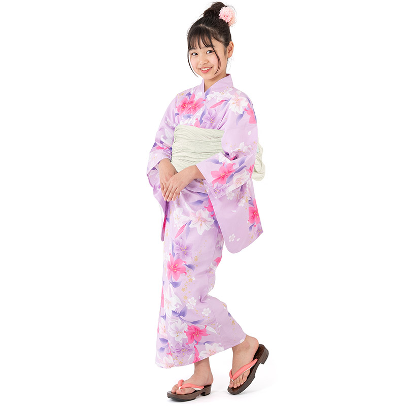 浴衣セット 女の子 140cm 150cm ジュニア しわ兵児帯 2点セット 子ども