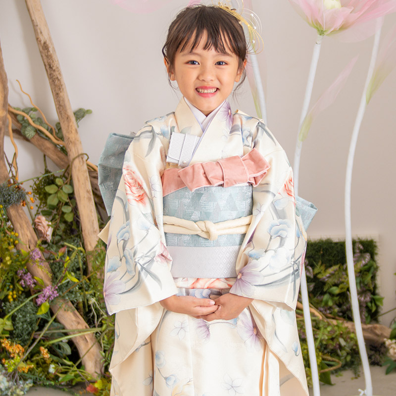 七五三 女の子 着物 フルセット 7歳 購入 ピンク 水色 アイボリー