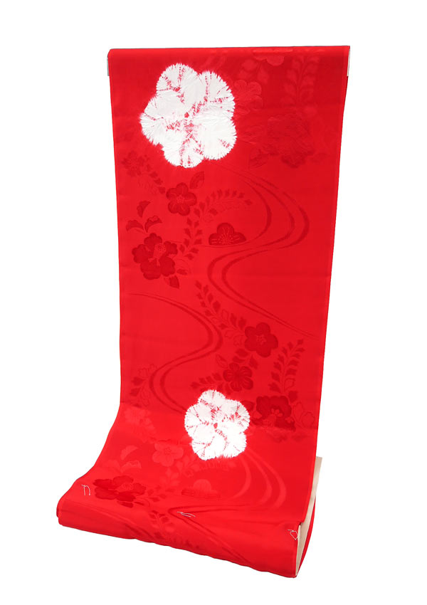 正絹絞り長襦袢 振袖用 赤色 扇面柄 j-135 送料無料 : 京都うさぎ堂