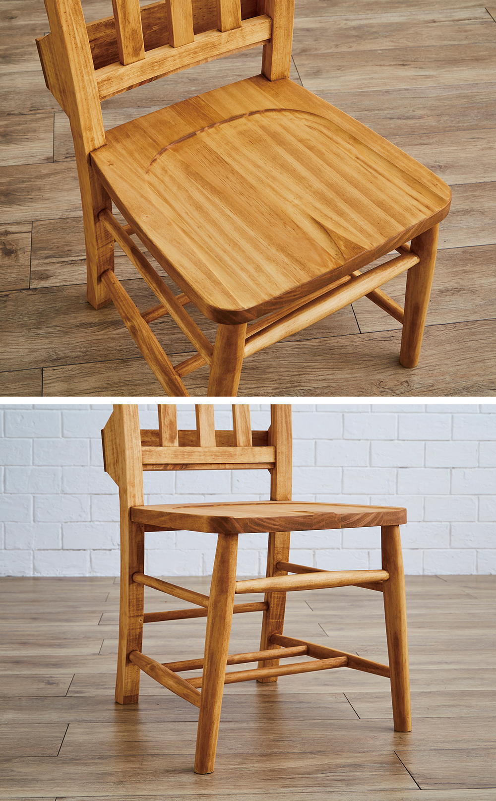 ダイニングチェア 1脚 単品 カントリー調 木製 チャーチチェア 教会
