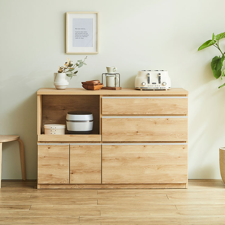 KAGUCOCO 食器棚 ロータイプ キッチンカウンター 140 レンジ台 収納