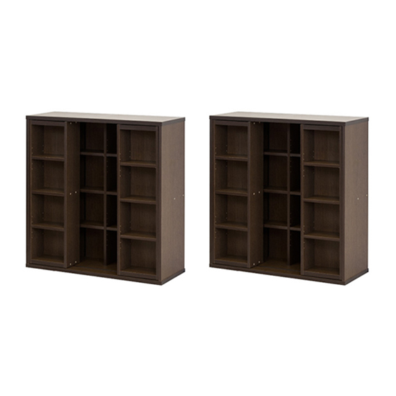 本棚 スライド本棚 全段B6 幅90 ダブルスライド 2台セット CDラック