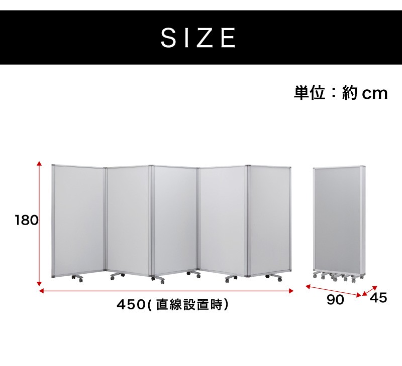 業務用 パーティション パーテーション コロナ 5連 キャスター付