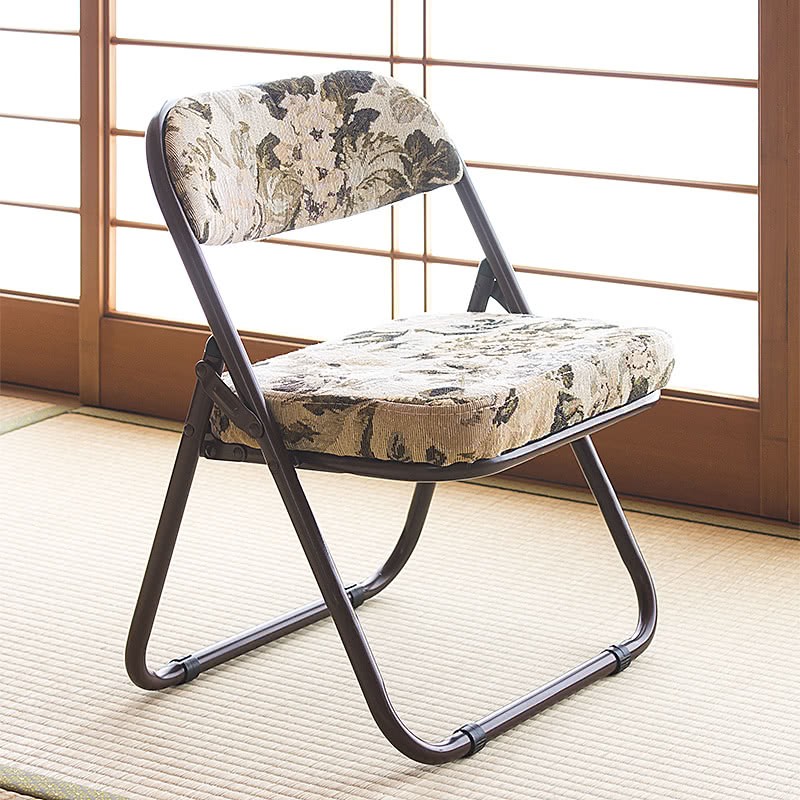 2脚セット 椅子 高座椅子 折り畳み可能 コンパクト ゴブラン柄 和風