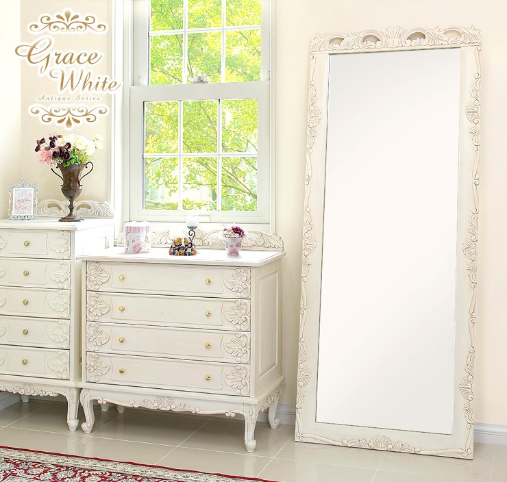 HAGiHARA（萩原） ミラー 姿見 アンティーク風 スタンドミラー 鏡 全身