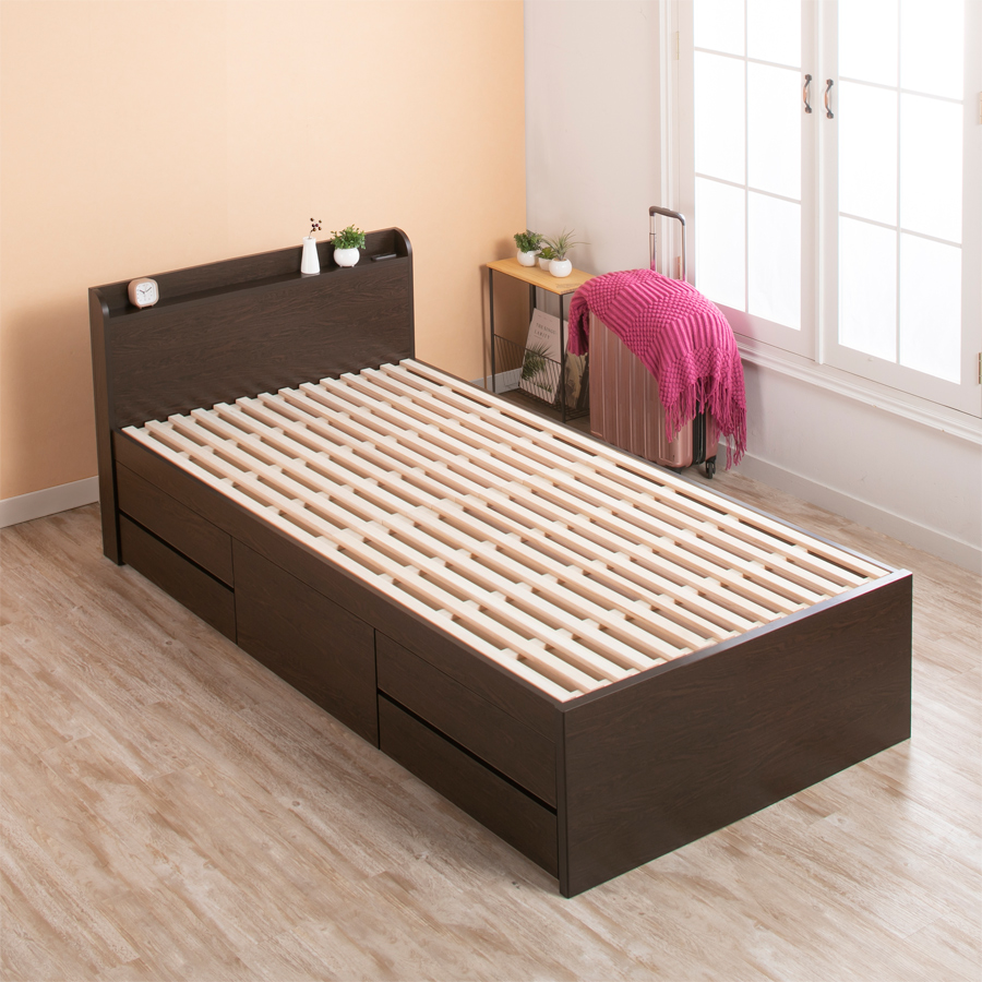 すのこベッド シングルベッド 収納付ベッド ベッドフレーム 5杯引出