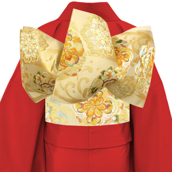 加藤善織物 袋帯 振袖用 仕立て付き 金色 正絹 華文 振袖 新品 購入