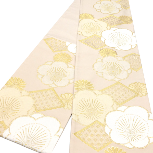 振袖用 袋帯 樹織物 仕立て上がり ベージュ 振袖帯 正絹 西陣織 礼装