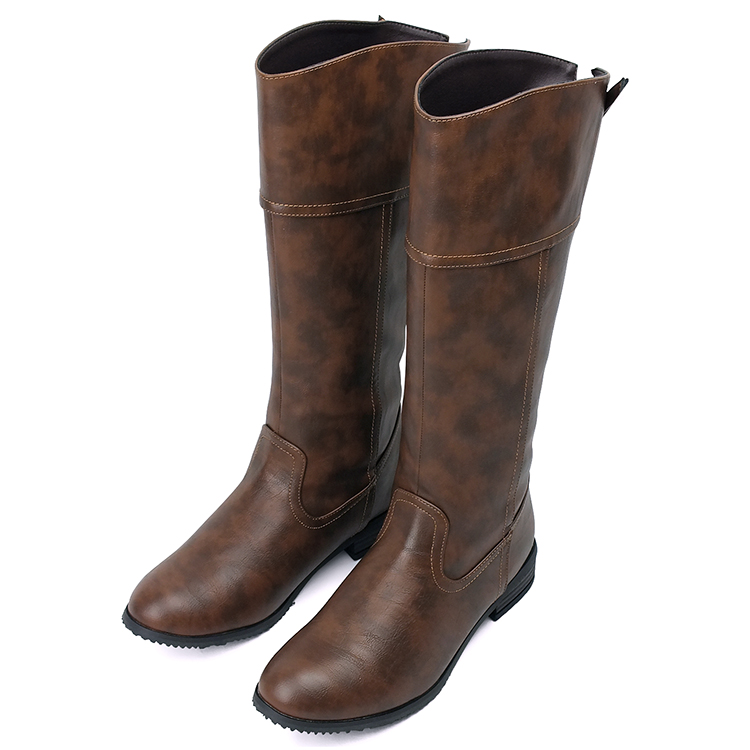 ジョッキーブーツ レディース ロングブーツ シンプル ローヒール 筒