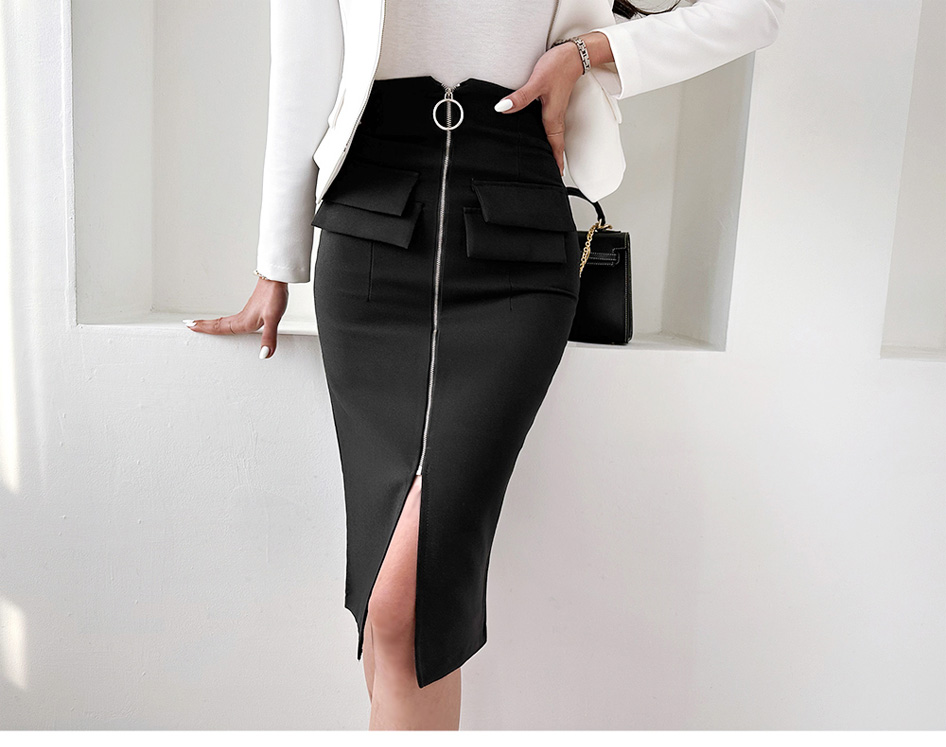 スカート レディース タイト ジップ ファスナー スリット ハイウエスト