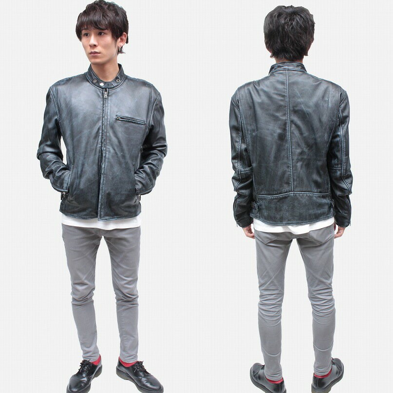 シングルライダースジャケット 革ジャン レザージャケット メンズ