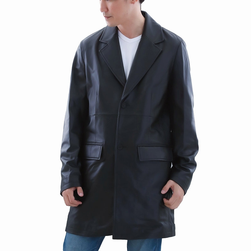 レザーコート メンズ ラム革 シープスキン 本革 ロングコート