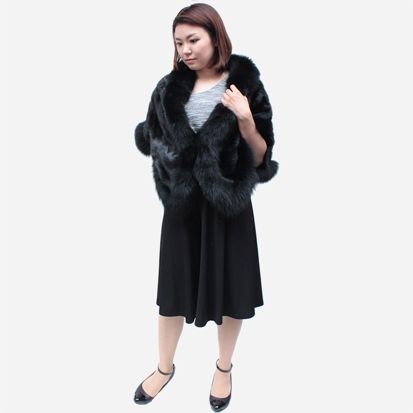ファーケープ レディース ミンク毛皮ケープ フォックス ストール 7755