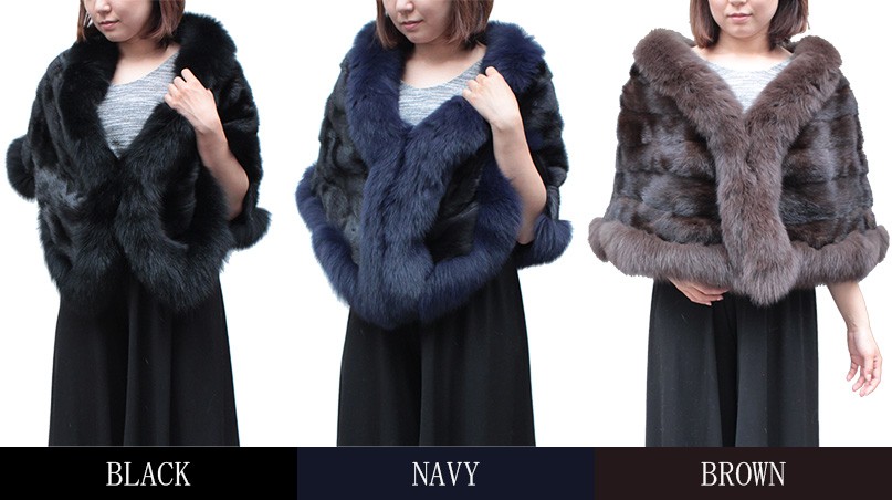 ファーケープ レディース ミンク毛皮ケープ フォックス ストール 7755
