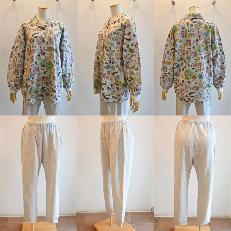 チュニック 30％OFF TUNIC 鴨居羊子 衿付き全開パジャマ 40接結 街なみ