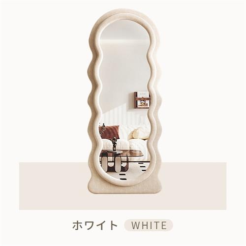 10%OFF期間限定☆レビュー特典・ウェーブミラー ホワイト 可愛い 姿見