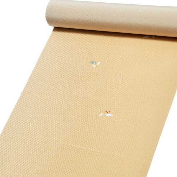 Prices down2）正絹 小紋 反物 着物「薄香色 行儀、南天」日本製 丹後