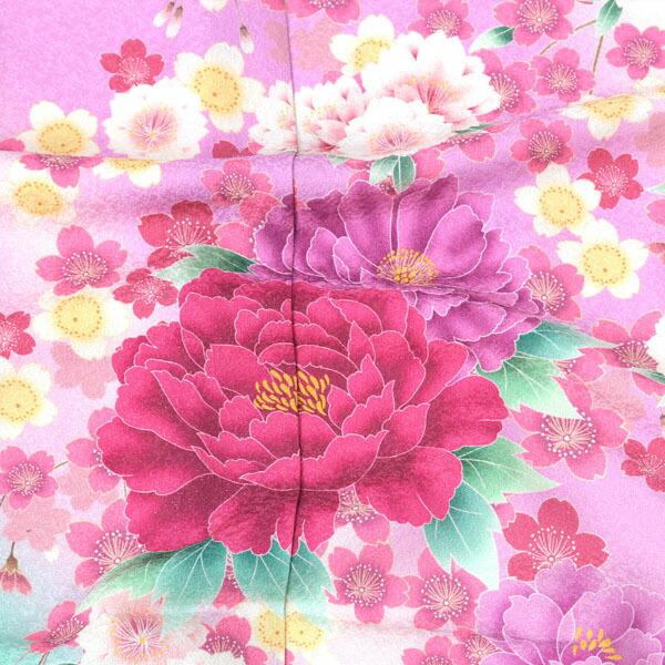 未仕立て 振袖 単品 「ピンク×ミントグリーン 牡丹」 仮絵羽 振り袖