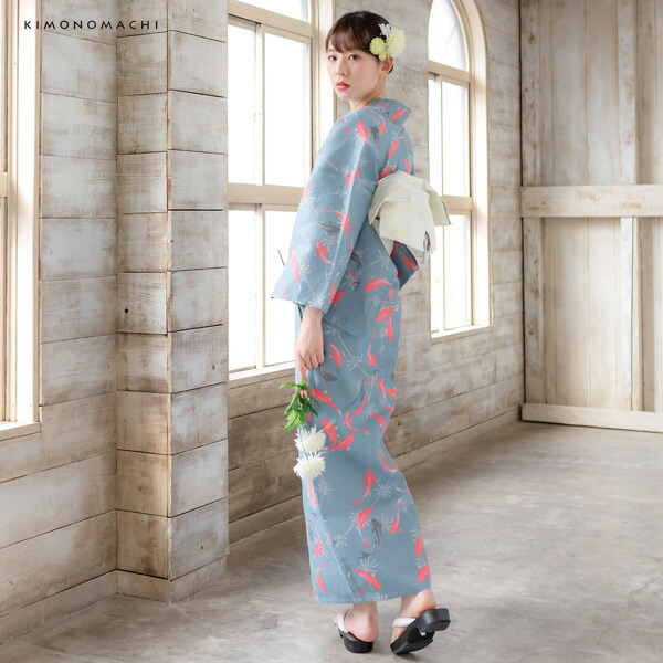 KIMONOMACHI 浴衣 レディース 浴衣と帯の2点セット 「浴衣 金魚 ピンク