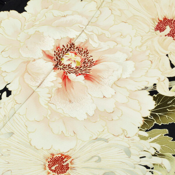 七五三 7歳 四つ身着物フルセット ブランド 芸艸堂「黒地 白、牡丹