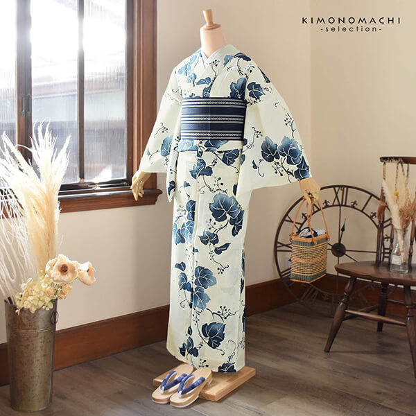浴衣 レディース 単品 お仕立て上がり浴衣 綿絽浴衣「ぶどう さび紺