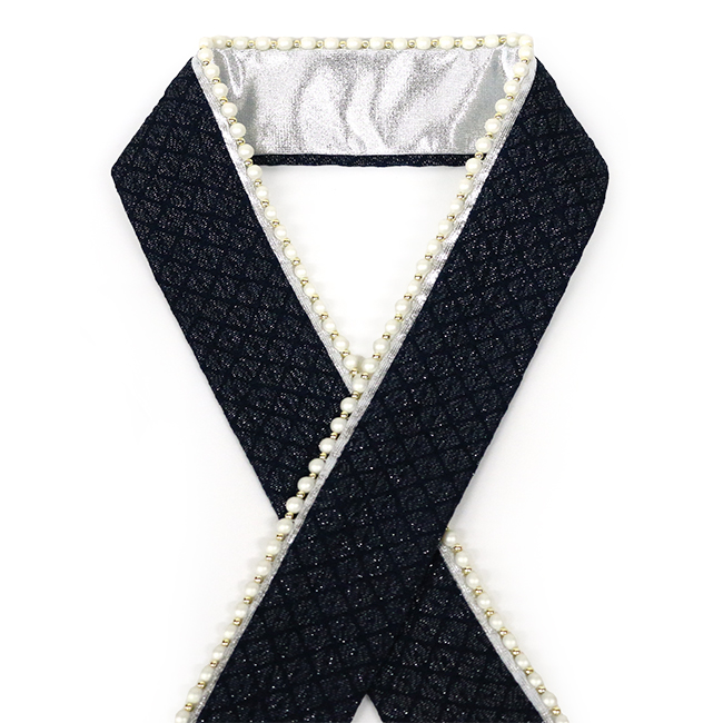 kimono cafe（キモノカフェ） 振袖 重ね衿 パール&ラメ 白 ゴールド 黒