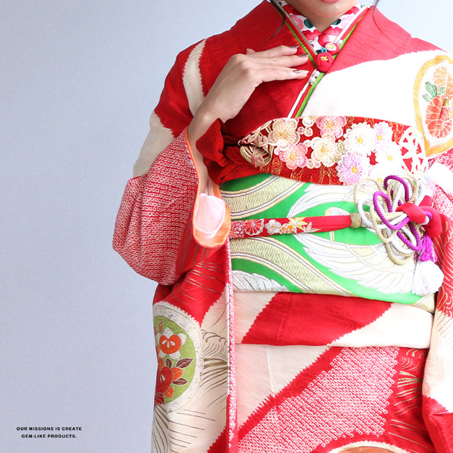 kimono cafe（キモノカフェ） 振袖 帯揚げ 正絹金通し 四君子 刺繍 帯