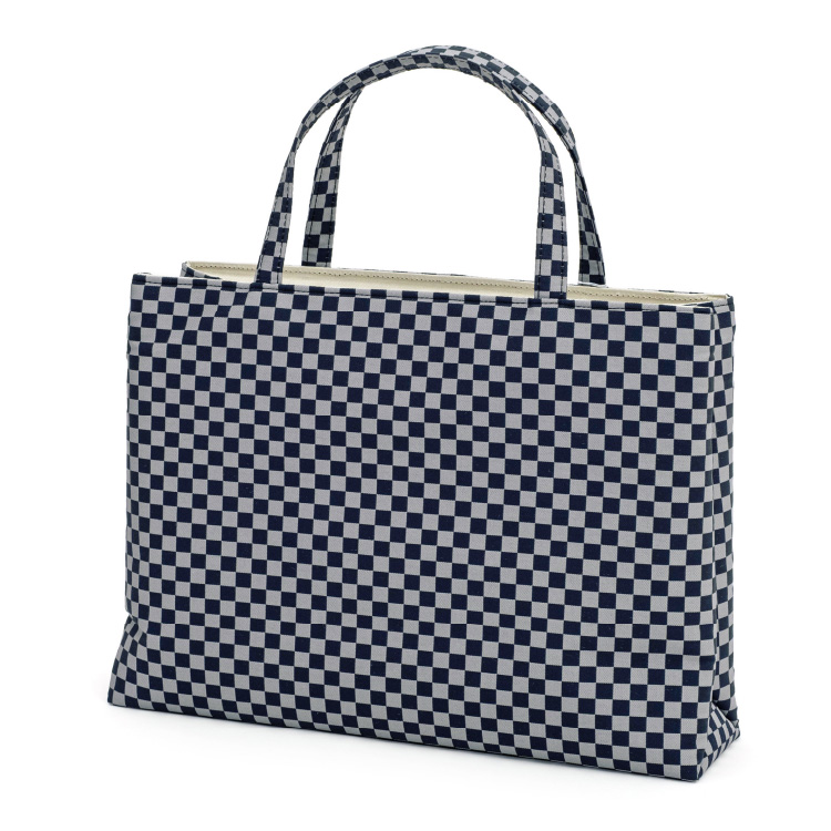 和装バッグ 手提げバッグ 紺 ネイビー グレー 市松模様 レディース
