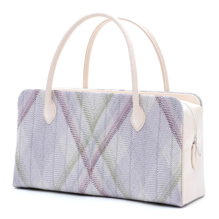 和装バッグ 利休バッグ 花しおり 正絹 薄紫 パープル ラベンダー