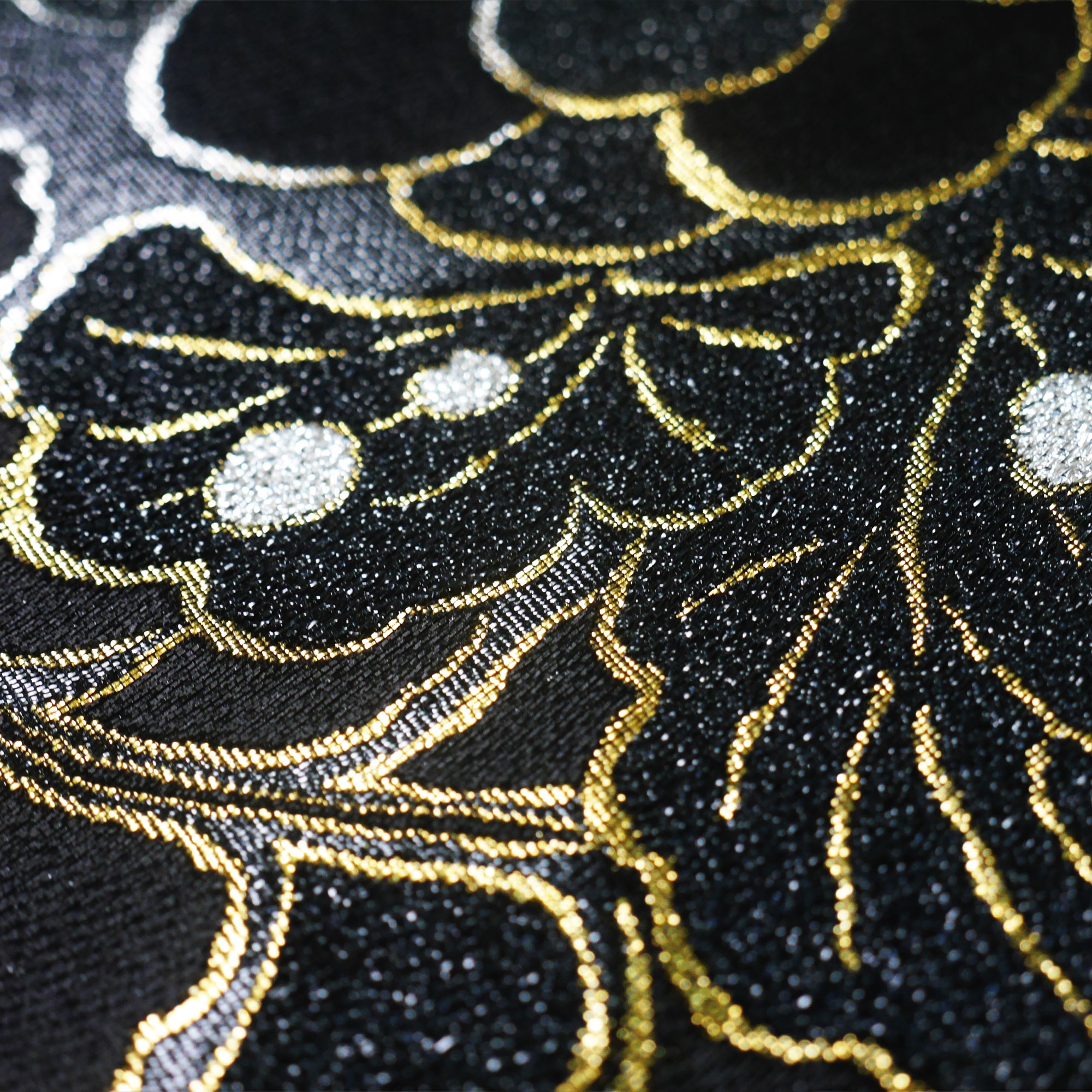 NISHIORI 西陣 帯 袋帯【花柄 ブラック 黒 辻ヶ花風】 西陣織 お仕立て