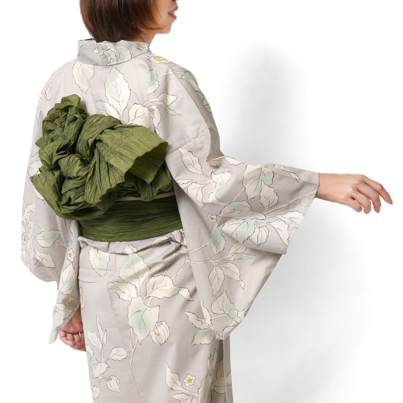 浴衣 2点セット ホオズキ グレージュ ニュアンスカラー 兵児帯