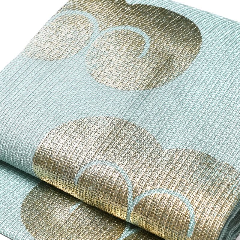 誉田屋源兵衛 名古屋帯 浮雲 水色 正絹 縁起物 夏着物 仕立て上がり