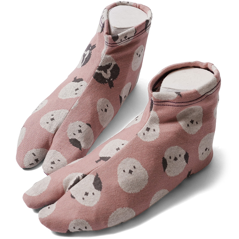 柄足袋 シマエナガ 鳥 ピンク フリーサイズ ストレッチ 口ゴム 薄手