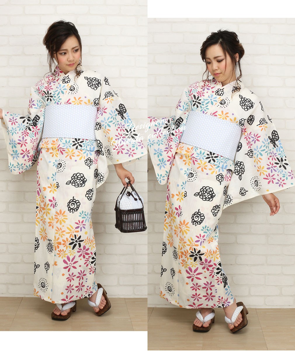 Kisste（キステ） 浴衣 レディース ブランド 白 クリーム ピンク