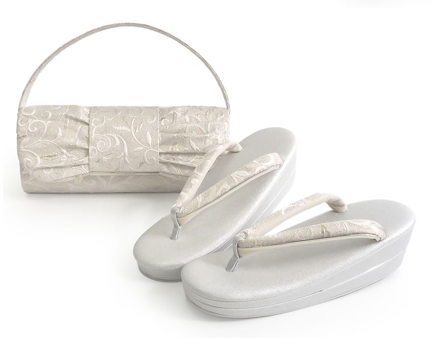 草履バッグセット 留袖 訪問着 銀 白 唐草 礼装 フォーマル S M L LL