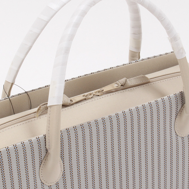 きもの 和 利休バッグ 和小物さくら 正絹 縞模様 グレー×ベージュ