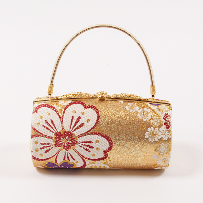 きもの 和 草履バッグセット 西陣織 帯地 和装バッグ × 草履 金 桜