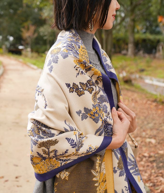 cawaii french」ストール ショール レディース 大判 マフラー 総柄 花