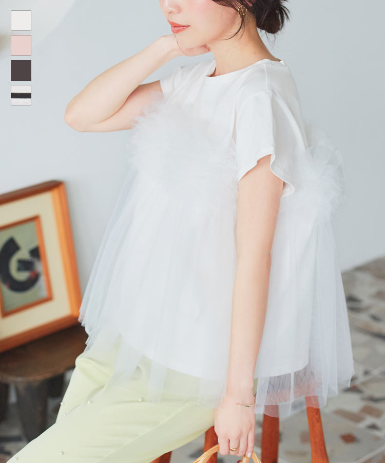 KOBE LETTUCE（神戸レタス） Tシャツ 半袖 レディース チュール フリル